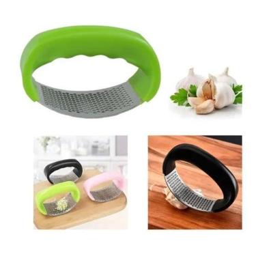 Imagem de Espremedor Amassador Triturador De Alho Inox Manual Verde