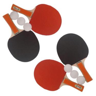 Imagem de Kit 4 Raquetes de Ping Pong Tênis De Mesa E 6 Bolinhas - Idea