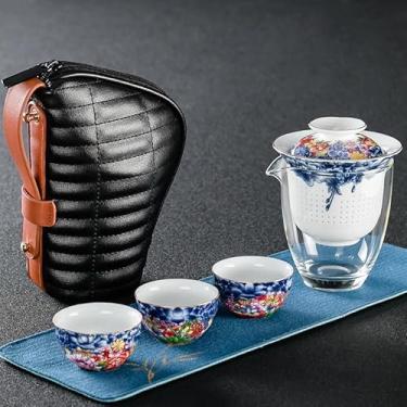 Imagem de Conjunto de chá, uma panela, duas xícaras, xícara de cerâmica para fazer chá, com uma capacidade de 220 ml e uma capacidade de xícara de 39,7 g-Q3