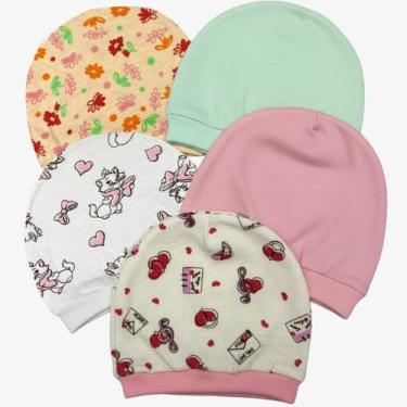 Imagem de Kit 4 Toucas RN Bebê Recém Nascido  Gorro Antialérgico Macio e Confort