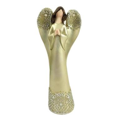 Imagem de Anjo Dourado Rendado 21X9X6Cm Estátua Decorativa - Inigual