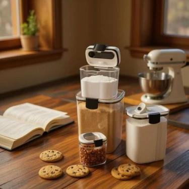 Imagem de Kit 4 Potes Herméticos Alimentos Cozinha Recipiente Conserva Plástico 