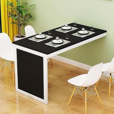 Imagem de Mesa de jantar dobrável de parede – Mesa de cozinha de madeira maciça para espaços pequenos, mesa dobrável para escritório em casa, design que economiza espaço