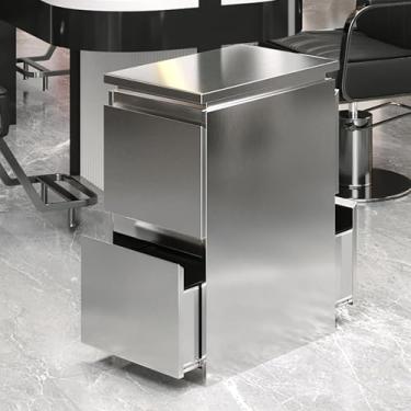 Imagem de Armário de armazenamento de salão de barbeiro de aço inoxidável – estação de estilo de 3 gavetas para cabeleireiros, spa de beleza e organização de ferramentas de tatuagem, armazenamento de