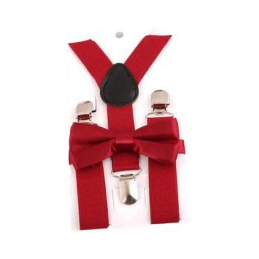 Imagem de Conjunto De Suspensórios Ajustáveis E Gravata Borboleta Para Crianças,