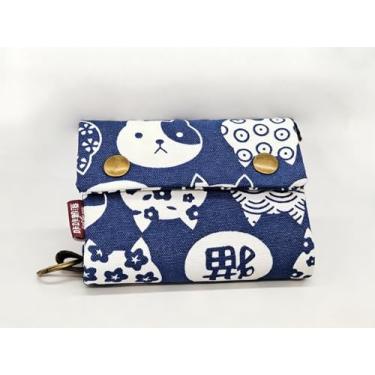 Imagem de Carteira feminina com três dobras, carteira feminina de lona, pequena e fofa com chaveiro para cartão de crédito, moeda, dinheiro, recibo, Gato da sorte