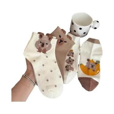 Imagem de Meias Femininas De Cano Médio Com Estampa De Capivara Fofa, 5 Pares, D
