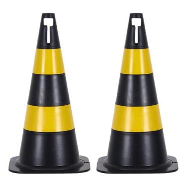 Imagem de Kit C/2 Cone Sinalização 50cm Preto E Amarelo Picplastico - Pic Plasti