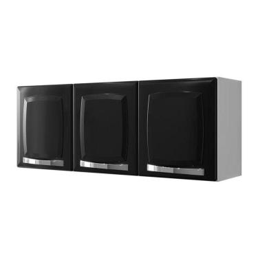 Imagem de Armário Aéreo De Cozinha Preto 3 Portas Rose
