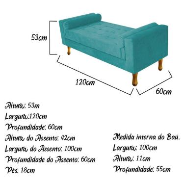 Imagem de Recamier Félix Solteiro 120cm Suede Azul Turquesa