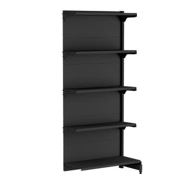 Imagem de Gôndola Mini para Atacarejo Amapa Continuação Parede 5 Bandejas Preto