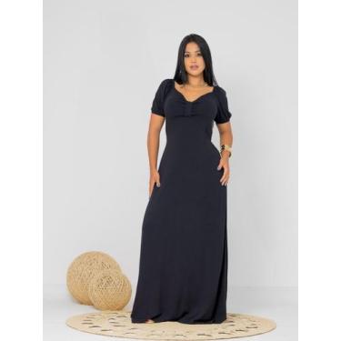 Imagem de Vestido Longo Romântico com Laço no Decote Cor:PretoTamanho:M - luh ma