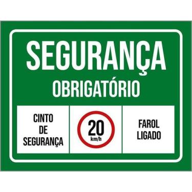 Imagem de Kit 3 Placa Acm Obrigatório Cinto De Farol 18X23 Branco - Sinalizo