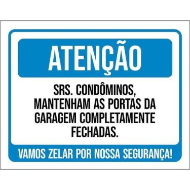 Imagem de Kit 5 Placa Acm Atenção Condôminos Portas Garagem 18X23 - Sinalizo