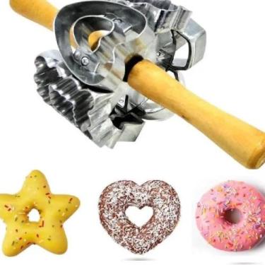 Imagem de Cortador Donuts Inox Cabo Madeira Profissional Confeitaria Cozinha Cas