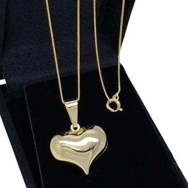 Imagem de Colar Coração Polido Banho De Ouro 18k 4749 - Trs Chic Joias