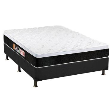 Imagem de Cama Box Casal: Colchão Espuma Castor D45 Black E White + Base Crc Suede Gray(138X188)