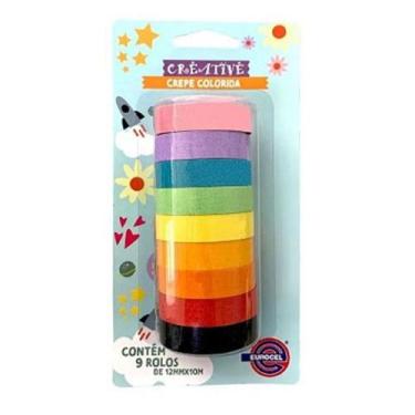 Imagem de Kit Com 9 Rolos de Fita Adesiva Crepe Colorida 12mmX10m - Eurocel Sica