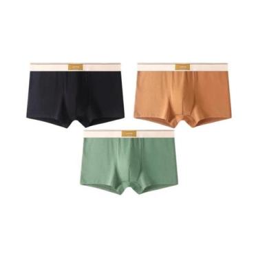 Imagem de Cuecas Boxer Masculinas Confortáveis E Respiráveis De Algodão 3 Peças 