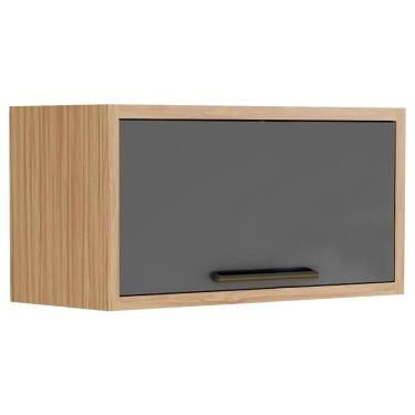 Imagem de Armário Aéreo Cozinha Modulado Syrah Geladeira c/ 1 Porta Basculante 80cm Amendoa/Chumbo - Ronipa