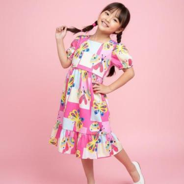 Imagem de Vestido Ternura Infantil Menina Manga Princesa Estampado Colorido - Cr