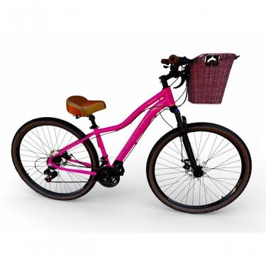 Imagem de Bicicleta Aro 29 Feminina Absolute Hera Retrô Vintage 21v Confortável Cesta Selim 2 Molas Rosa Tamano 17