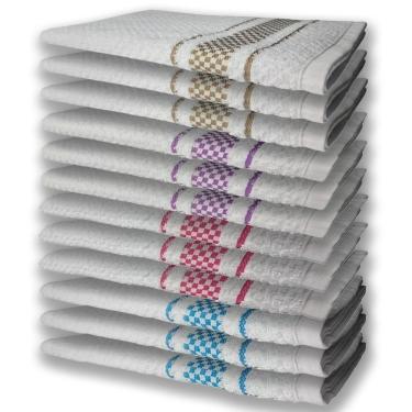 Imagem de 12 Panos De Prato Atoalhado Felpudo Premium Az+rs+rx+mr