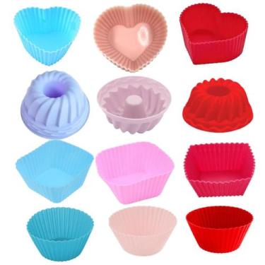 Imagem de Forminha de Silicone Cupcake Antiaderente Kit Jogo Peças para Empada P