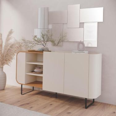 Imagem de Balcão Buffet Aparador 2 Portas E Nichos Design Industrial Off White