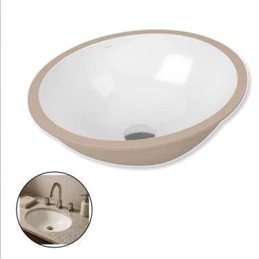 Imagem de Cuba Cerâmica Docol Oval Embutir Branca Esmaltada Para Banheiro Lavabo