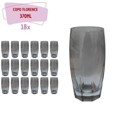 Imagem de Copo de Vidro 370ml Cinza Florida Agua Suco Vinho 18 Unidade - PRATICA
