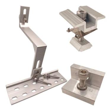 Imagem de Suporte Fixa Painel Para 3 Placa Solar Telha Cerâmica Ou Cimento - 2P