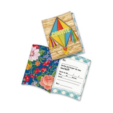 Imagem de Cartão Para Festa Junina Convite Comemoração Arraiá Com 8 Un