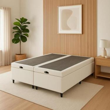 Imagem de Base Box Baú Casal Bipartido material sintético Sintético 138x188x35 -