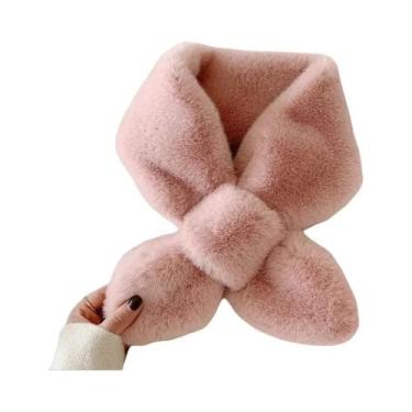 Imagem de Cachecol Feminino Grosso E Quente Com Gola De Pele Sintética De Coelho