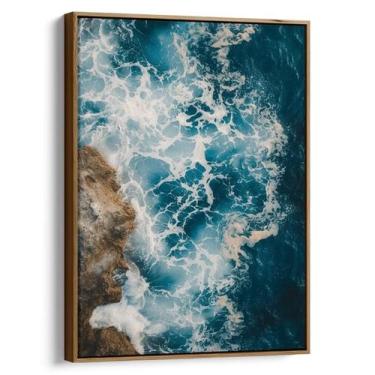 Imagem de Quadro Mar de Espumas e Rochas Bravas - Mioquadros, 120x80 cm, Tabaco