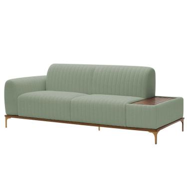 Imagem de Sofá Molino 3 Lugares 180cm C/mesa Auxiliar Esquerdo Pés Ouro.f Bouclé Verde Claro - Ne...