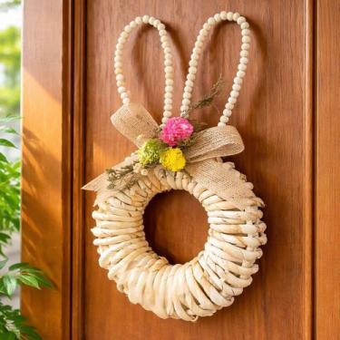 Imagem de Guirlanda Decoração Enfeite Páscoa Palha Artesanal Trançado - Genérico