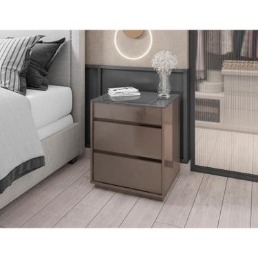 Imagem de Mesa De Cabeceira Belize Cinza/Perola - Casa D Móveis