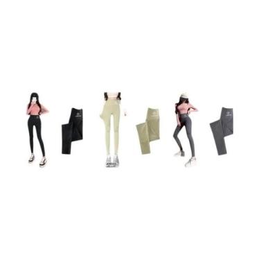 Imagem de Leggings Pretas Femininas De Cintura Alta M-XL, Calças Shark Com Efeit