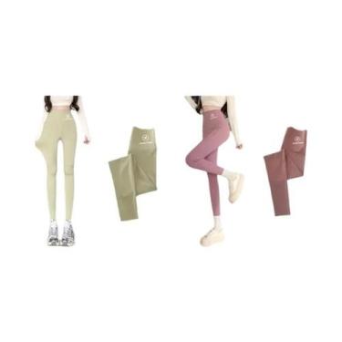 Imagem de Leggings Pretas Femininas De Cintura Alta M-XL, Calças Shark Com Efeit