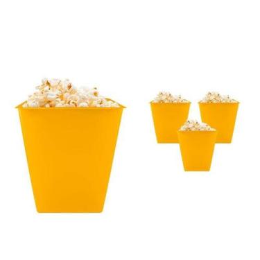 Imagem de Kit 4 Pipoqueira Retrô Amarelo 2,6L Plástico Premium - Bb Store
