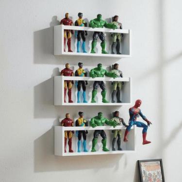 Imagem de 3 Nichos De Parede Porta Bonecos Infantis Estante De Brinquedos Mdf 55