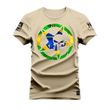 Imagem de Camiseta Plus Size Estampada Algodão Unissex Brasão Brasil-Unissex