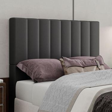 Imagem de Cabeceira Estofada Casal 140 Cm Esmeralda Corino Preto