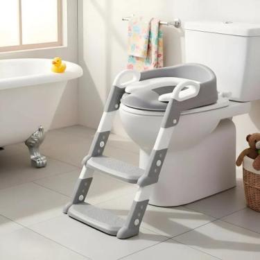 Imagem de Assento Redutor Infantil Escada Antiderrapante Penico 2 Em 1 Cor:Cinza
