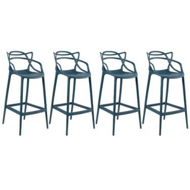 Imagem de Kit 4 Banquetas Laráz Master Allegra 76 cm - Azul petróleo - Laraz