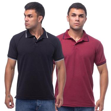 Imagem de Kit 2 Camisas Gola Polo Masculina Básica Blusa Malha Piquet-Masculino