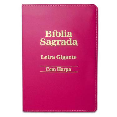 Imagem de Bíblia Sagrada Letra Gigante Luxo Com Harpa Pink 14x21cm - NoBrand