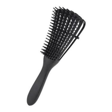 Imagem de Pente Escova Polvo Preta Desembaraçar Cacheados E Crespos - Congratula